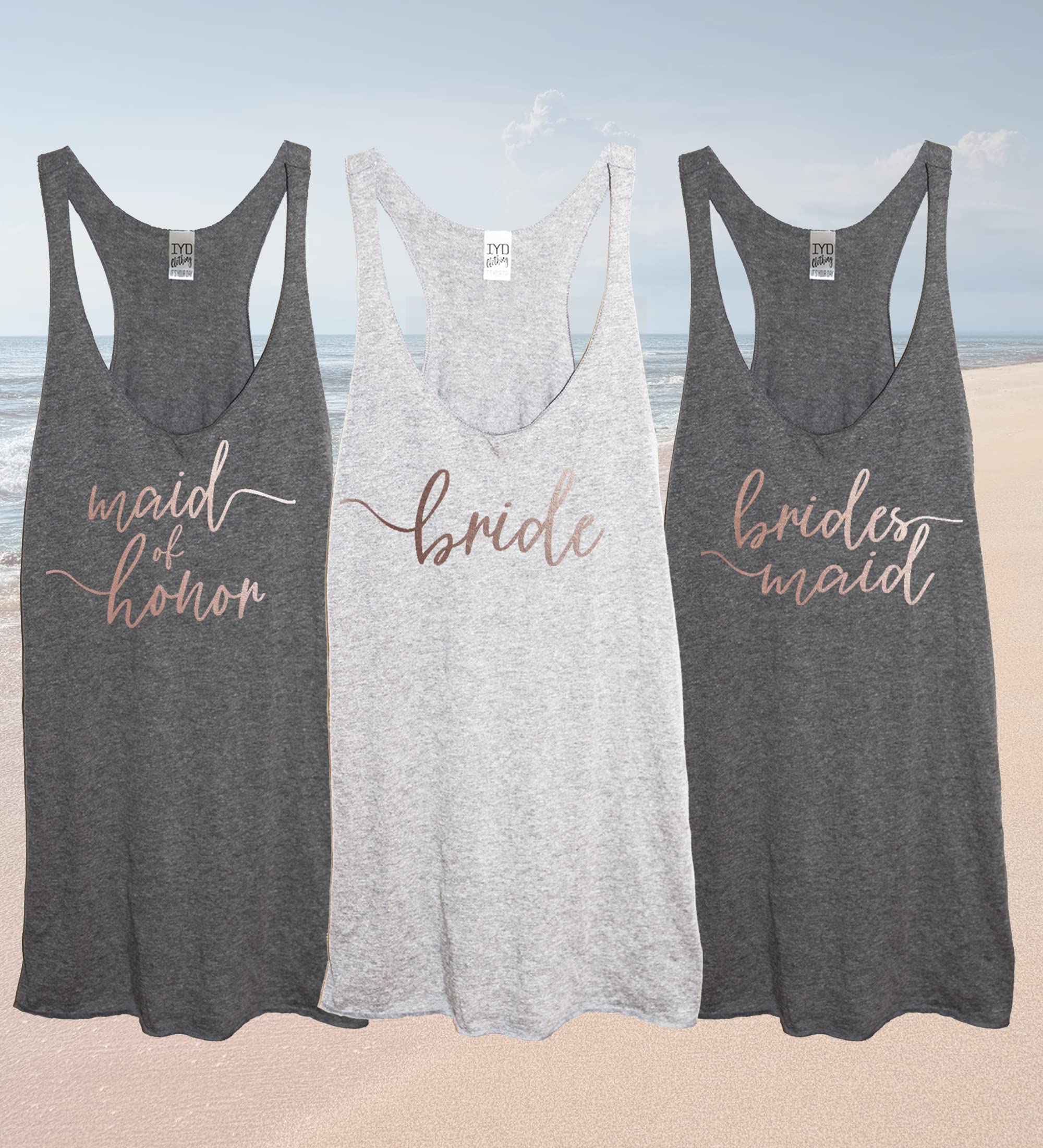 Rose Gold Bridal Party Tri-Blend Racerback Tank Top for Women - Perfect Bridesmaid Gift for Weddings, Bachelorette Parties & Girls' Night Out