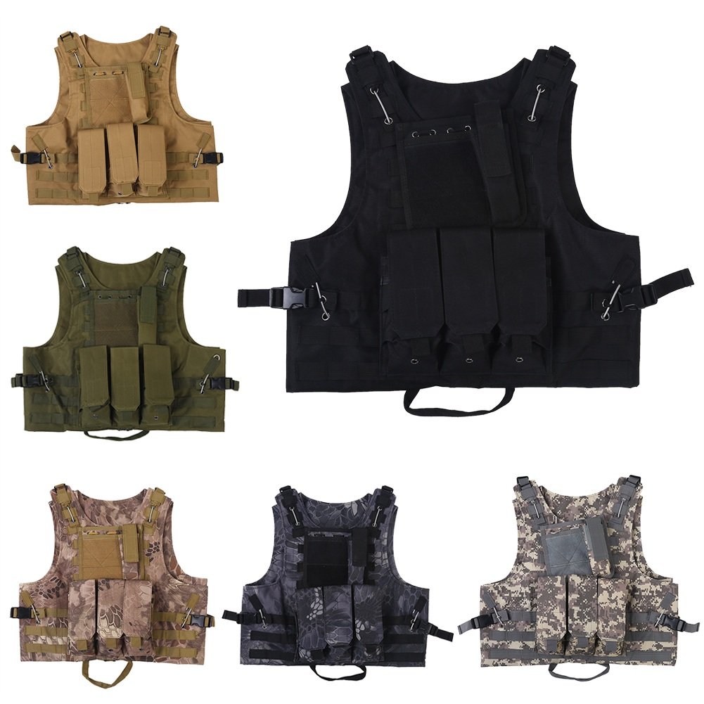 Tactical Vest for Men - Durable Outdoor Hunting Camping Hiking Fishing Airsoft Gear (Black) - Perfect for Military Training, Paintball, Survival & Tactical Sports