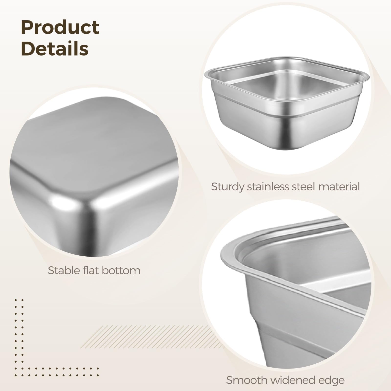 Yeesport Stainless Steel Dish Tub - Large Square Kitchen Sink Basin for Washing Vegetables, Dishes & Multi-Purpose Use | Durable & Rust-Proof Dishpan for Home & Commercial Kitchens | Perfect for Meal Prep, Cleaning Produce & Organizing Sink Area