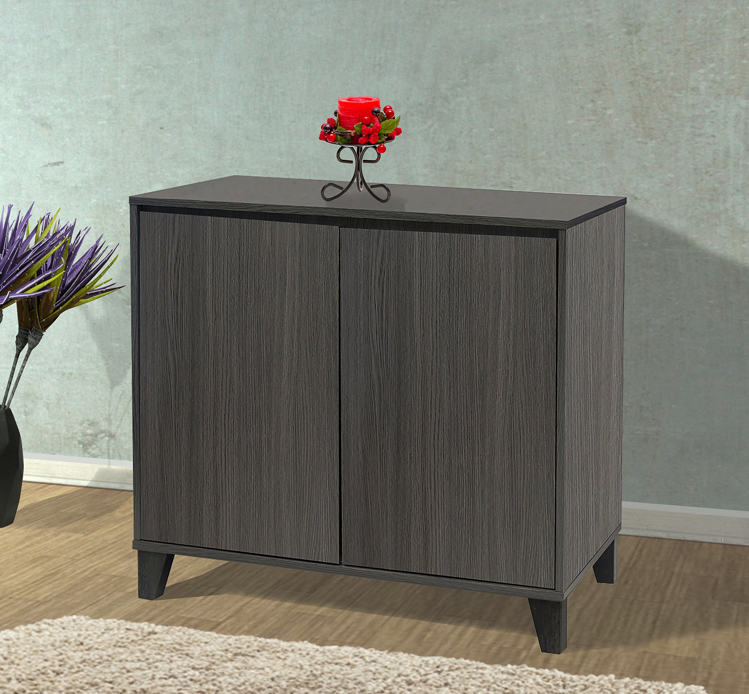 Kings Brand Furniture - 2 Door Cabinet Entryway Console Table with Storage Shelf, Oak Gray - Perfect for Hallway, Living Room & Entryway Organization