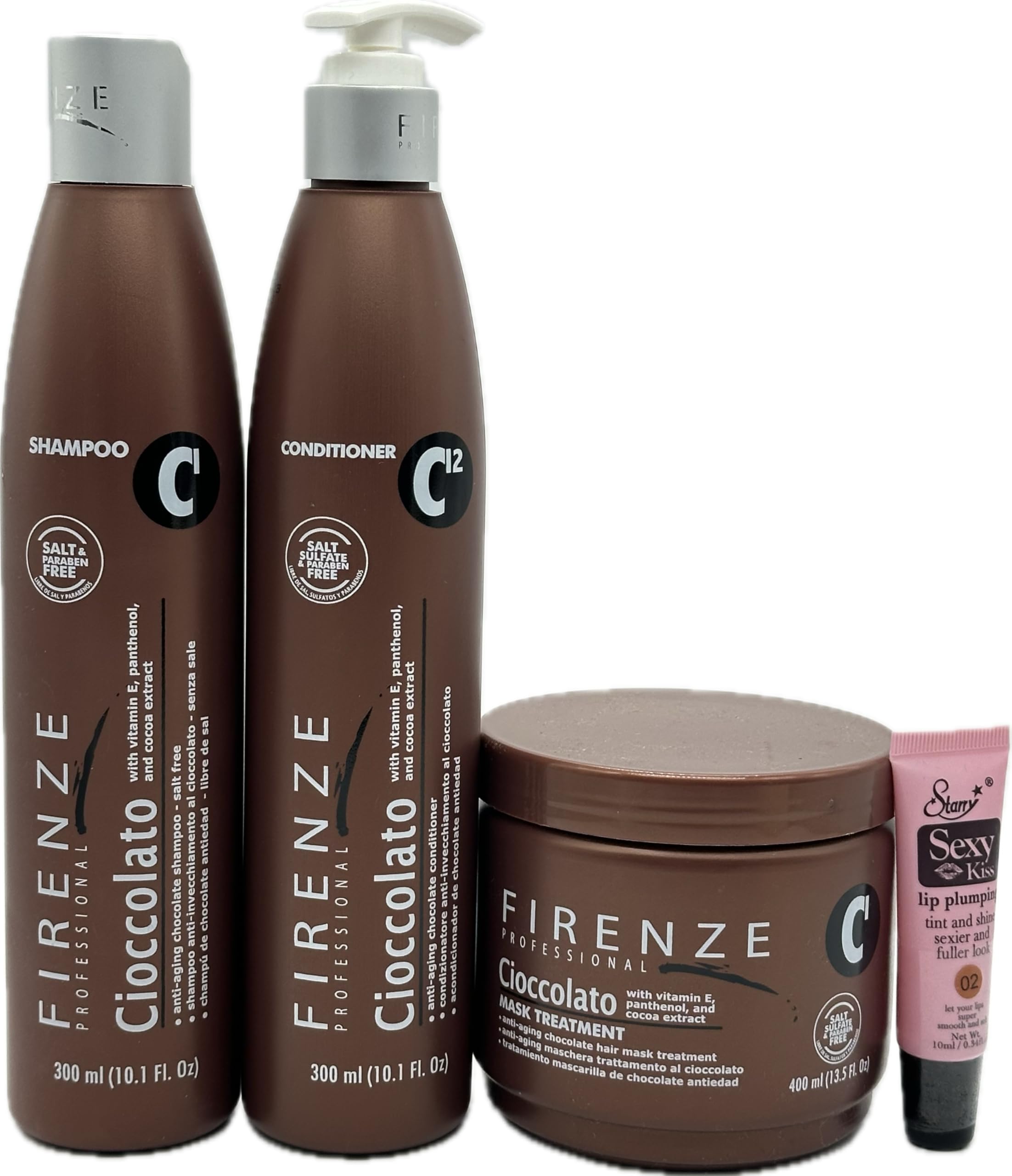 Cioccolato (CI) Shampoo & Conditioner Set - 10.1 fl oz/300ml + Hair Mask Treatment 13.5 oz/400ml | Deep Moisturizing for Dry & Damaged Hair | Salon-Quality Hair Care Kit for Women & Men