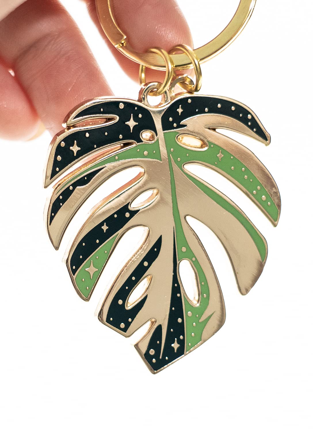 Variegated Monstera Thai Constellation Keychain - Gold & Green Plant Keychain Jewelry for Women | Unique Gifts for Plant Moms | Perfect for Home Decor, Office Accessories & Everyday Carry