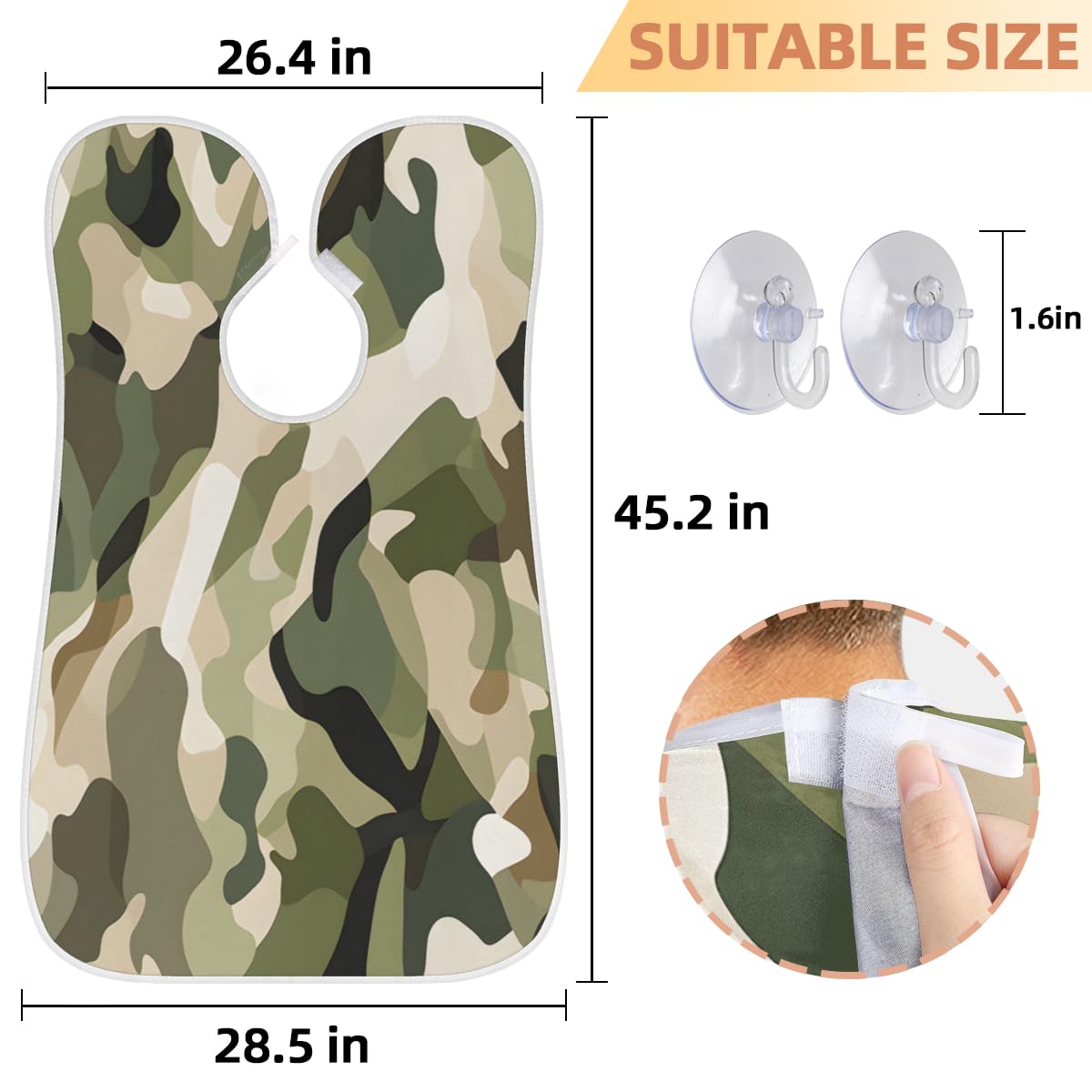 Men's Camouflage Beard Shaving Bib - Waterproof Hair Dye Apron for Barbers & Stylists - Sink Hair Catcher for Beard Trimming & Makeup - Perfect Salon & Home Grooming Accessory
