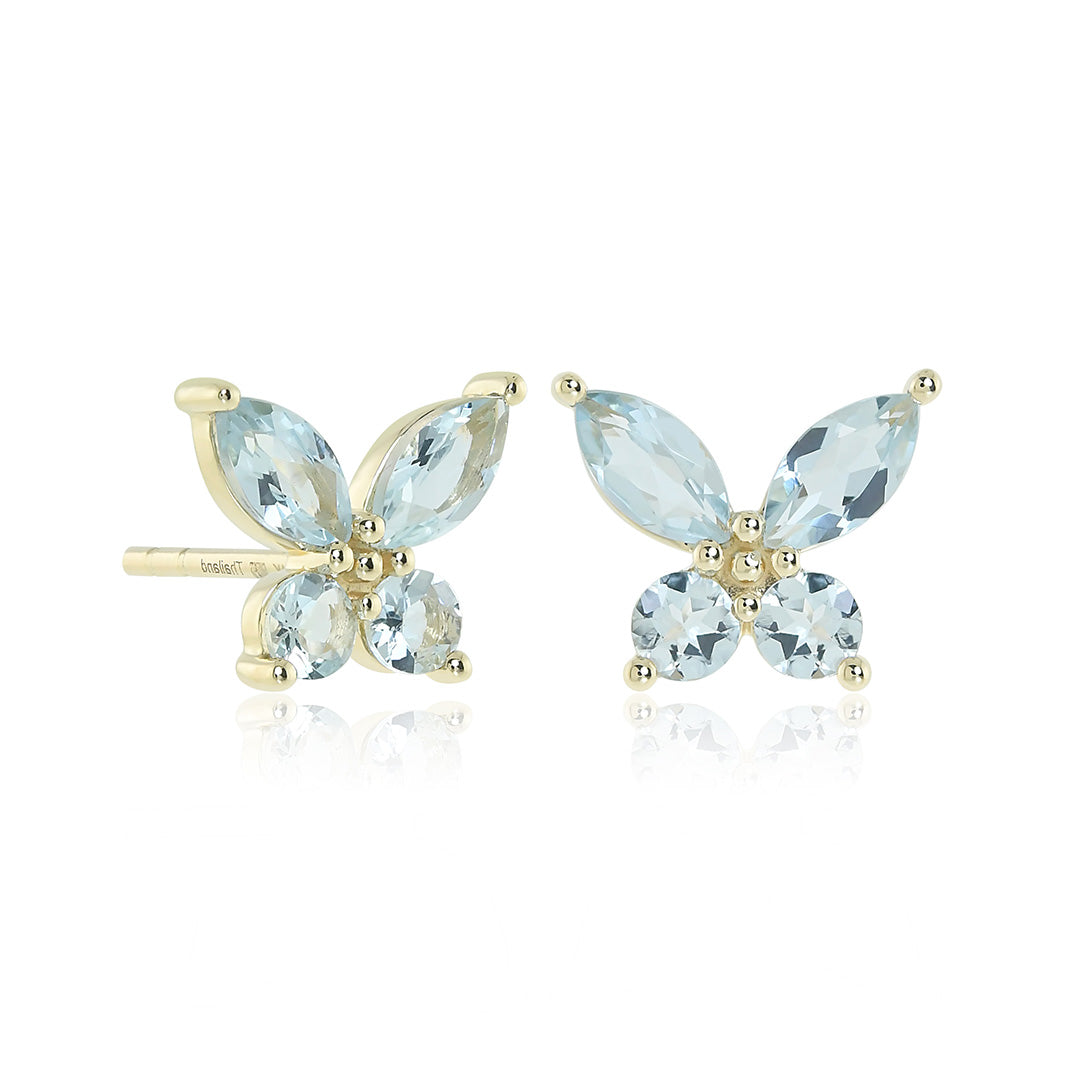 Aquamarine Papillon Butterfly Earrings for Women - Elegant Blue Gemstone Jewelry for Parties, Weddings & Special Occasions