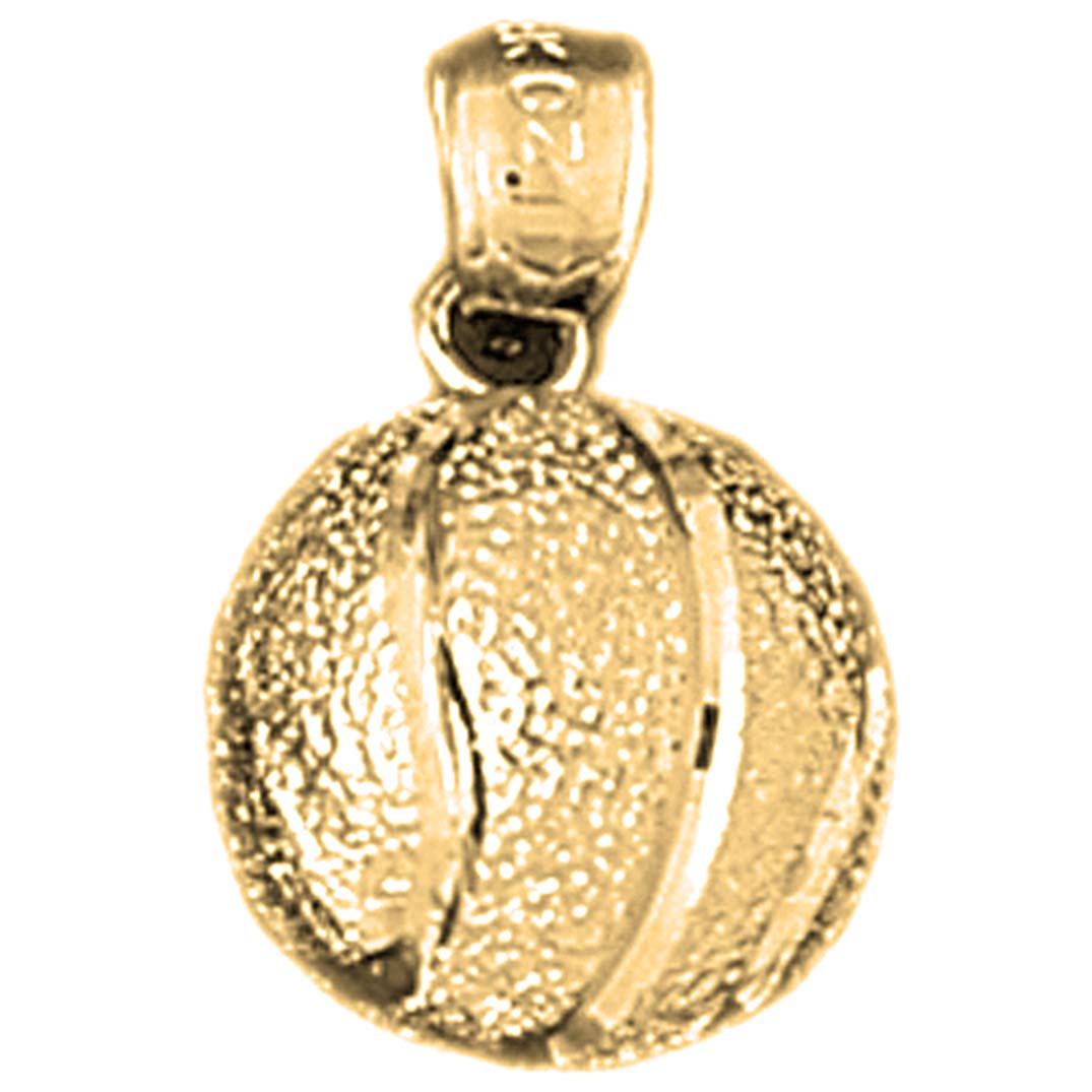 14K Yellow Gold 3D Basketball Pendant Necklace - 19mm Sports Jewelry for Men & Women - Perfect Gift for Basketball Fans & Players