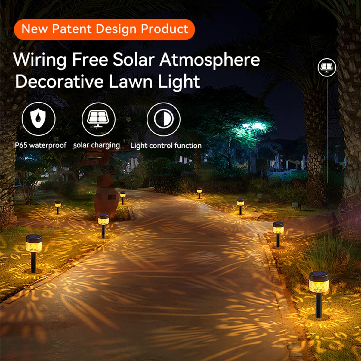 4 Pack Solar Garden Lights Outdoor Waterproof IP65 - Auto On/Off Solar Pathway Lights for Yard, Patio, Landscape, Walkway & Driveway - Warm Yellow LED Solar Powered Lights for Nighttime Outdoor Decoration & Safety Lighting