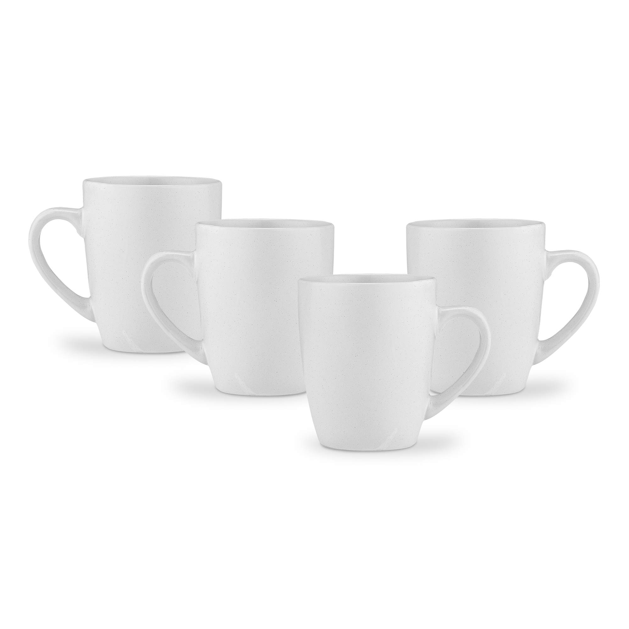 Stone Lain Stoneware Dish Set - 4 Speckled White Coffee Mugs for Home, Kitchen & Office Use | Durable Ceramic Cups for Tea, Coffee & Hot Beverages