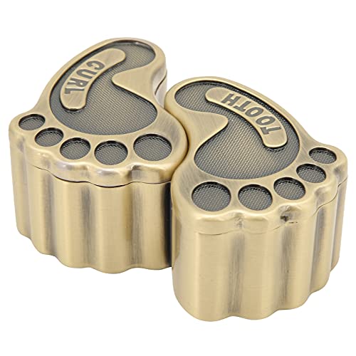 Baby Tooth Keepsake Box - Cute Foot-Shaped Metal Storage with 2 Lids for Children's First Teeth (Green Patina) | Perfect for Saving Milestones & Creating Memories