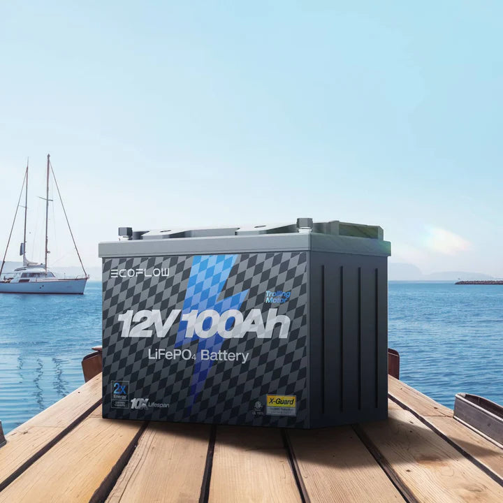 EcoFlow 12V 100Ah Lithium Deep Cycle Battery for Marine Trolling Motors - Perfect for Boats, RVs, and Solar Power Systems