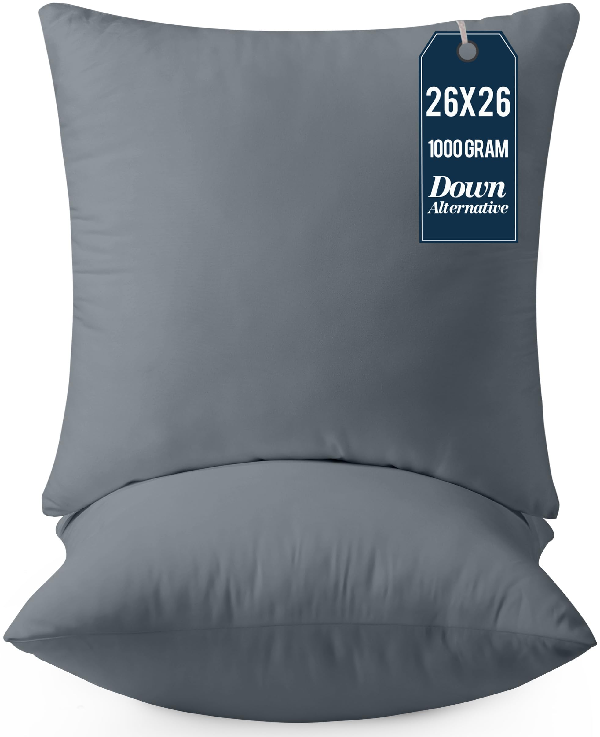 Utopia Bedding 26x26 Inch Decorative Throw Pillow Inserts (Pack of 2, Grey) - Soft Square Couch & Bed Pillows for Living Room, Bedroom, Sofa - Home Decor Accent Pillows for Comfort & Style