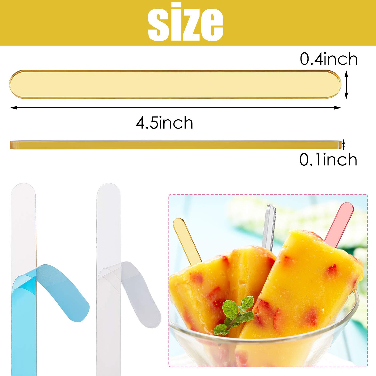 60 Pack Reusable Acrylic Ice Cream Sticks - Mini Mirror Laser Cake Pops Sticks for Healthy Snacks, DIY Desserts, Candy Making & Party Decorations - Perfect for Birthday Parties, Baby Showers & Wedding Favors