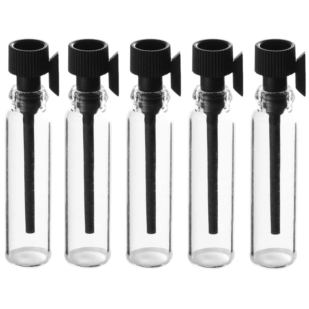 Healeved 100pcs 1ml Travel Perfume Bottles - Mini Empty Glass Dropper Bottles for Perfume Refill, Makeup, Cosmetic & Toiletries (Black Dropper) - Perfect for Travel, DIY Terrariums & Gift Sets