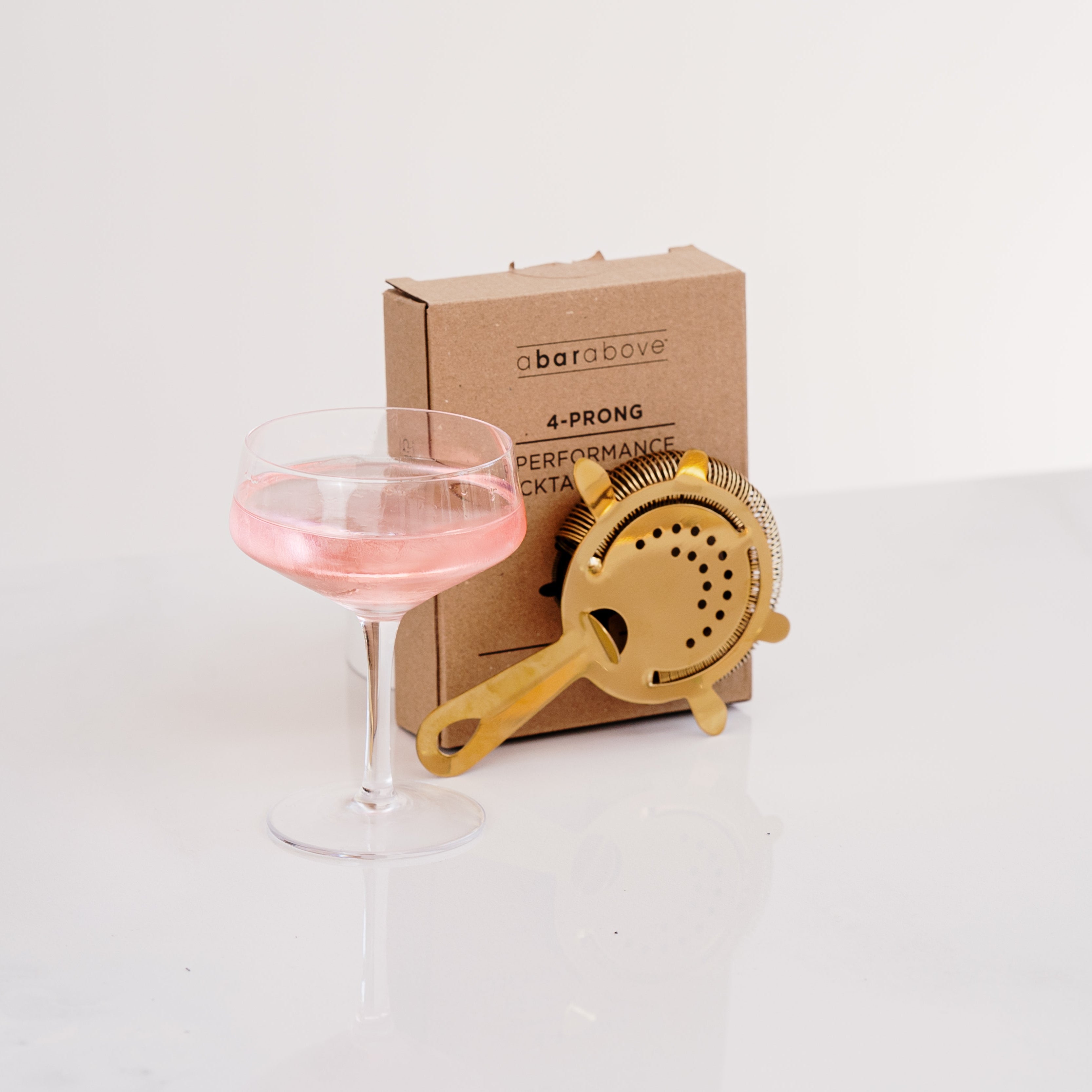 Premium 4-Prong Hawthorne Cocktail Strainer in Gold - Perfect for Mixing Classic & Craft Cocktails at Home or Bar Use