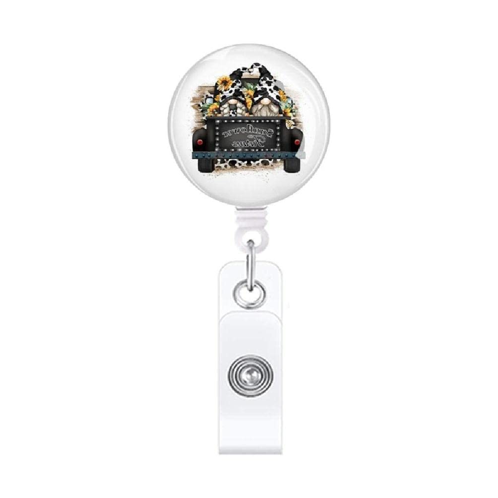 Dwarf Badge Holder with Alligator Clip - 360° Spinning Retractable Reel ID Name Tag Holder for Nurses, Doctors & Teachers - Includes Lanyard for Kids - Durable Hard Plastic ID Tag Holder with Clip | Perfect for Hospitals, Schools & Office Security