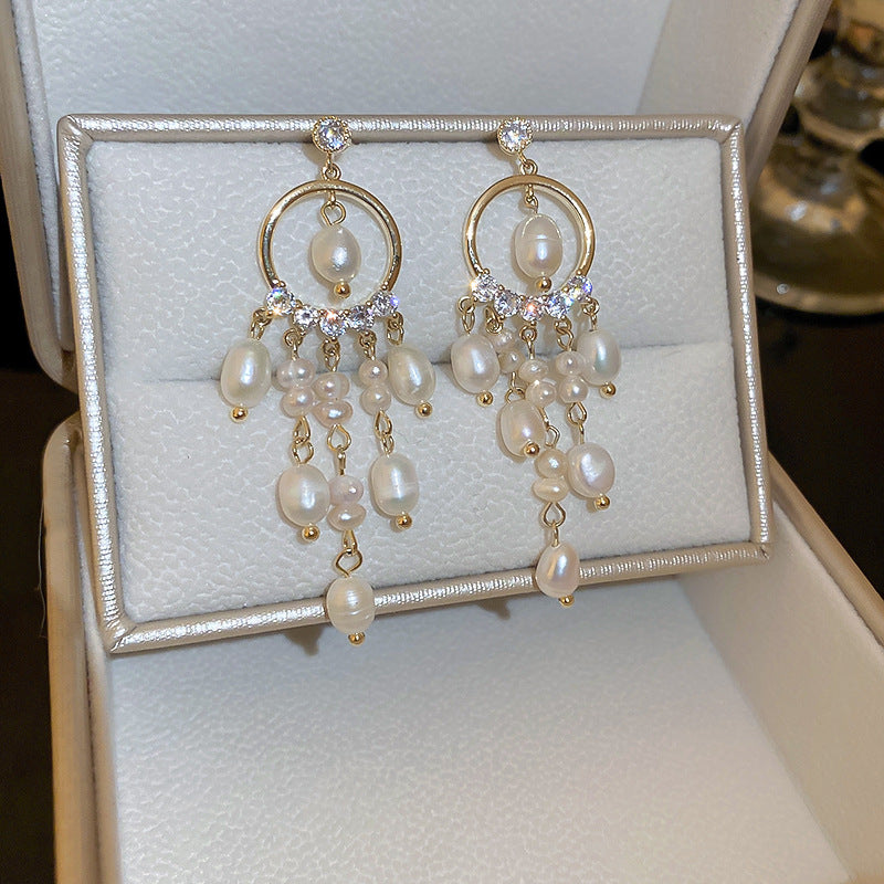 Baroque Freshwater Pearl Chandelier Earrings for Women - Elegant Dangle Earrings for Wedding, Party & Special Occasions | HE9269