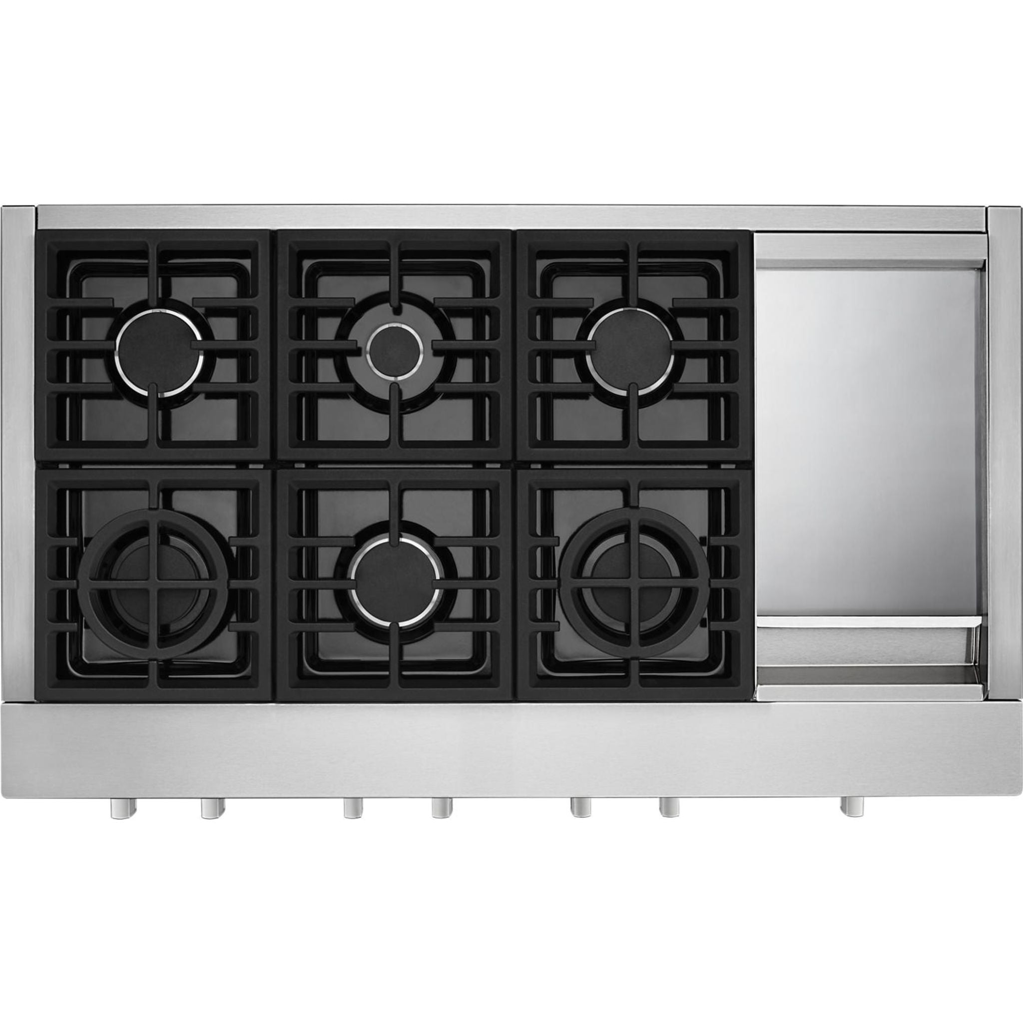 KitchenAid 48 Inch 5 Burner Gas Cooktop with Continuous Grates - Stainless Steel (KCGC558JSS) | Perfect for Home Chefs & Modern Kitchens