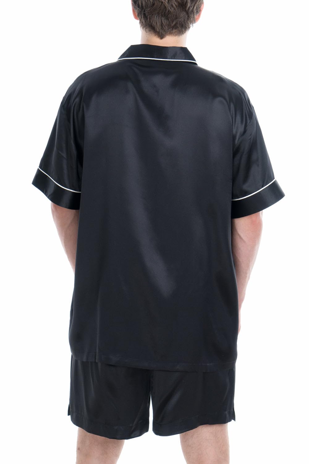 Premium 100% Mulberry Silk Men's Pajama Set - Short Sleeve Top & Boxer Shorts for Ultimate Comfort | Luxury Sleepwear for Men | Perfect for Home Relaxation, Lounging & Gift Giving