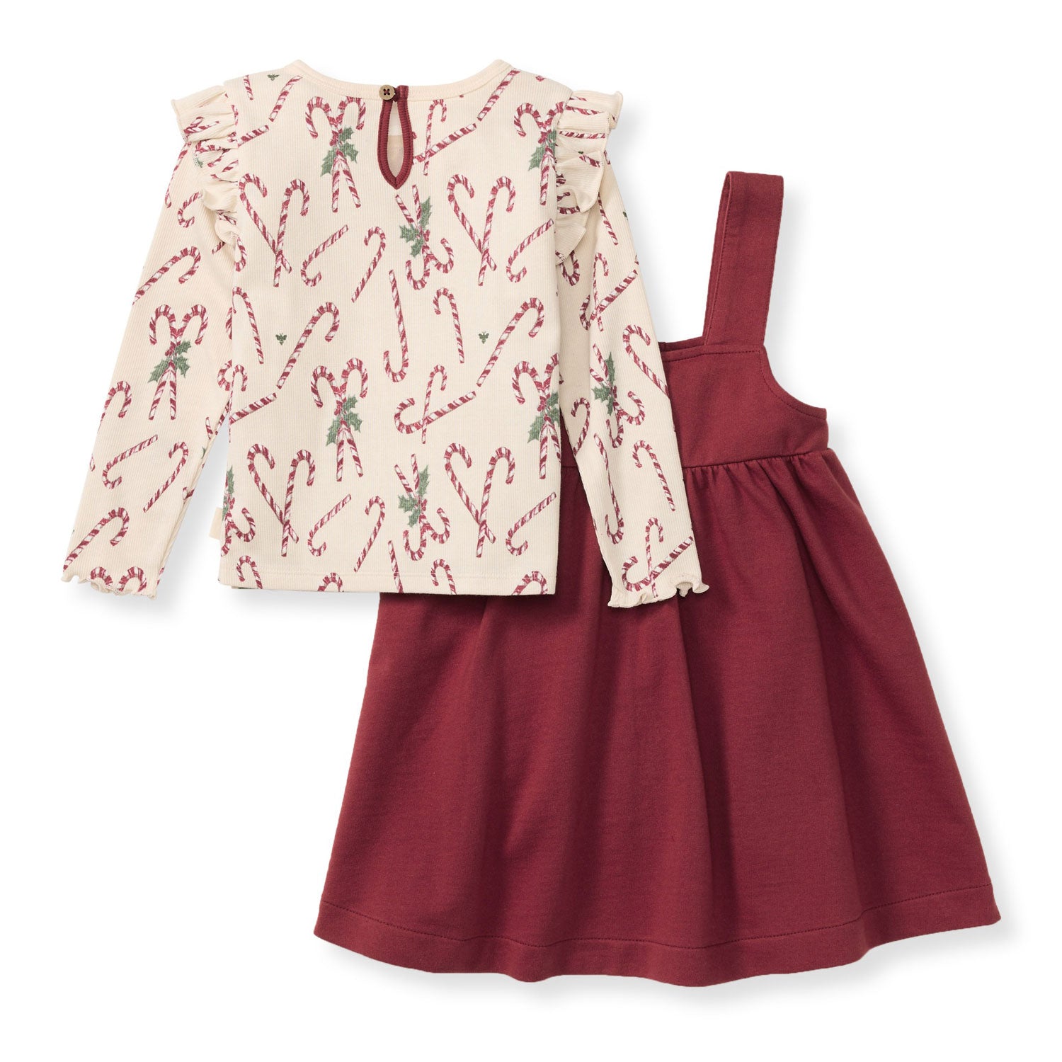 Elegant Dress Set - Dancing Candy Canes Redwood Outfit for Women | Perfect for Christmas Parties, Holiday Events & Festive Celebrations