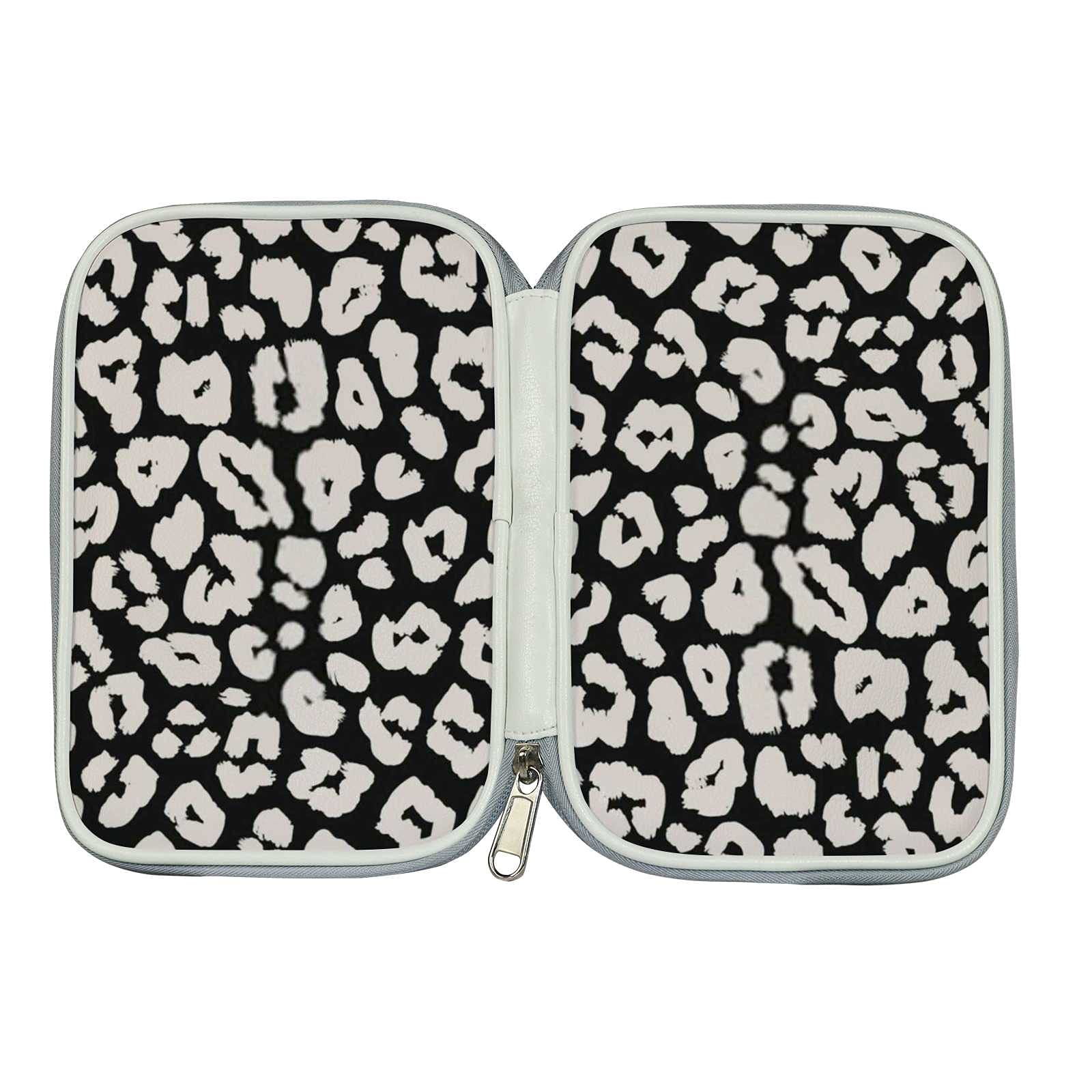 Vintage Black and White Leopard Print Travel Makeup Bag for Women - Large Waterproof Cosmetic Organizer with Toiletry Case - Perfect for Travel, Gym, and Daily Use