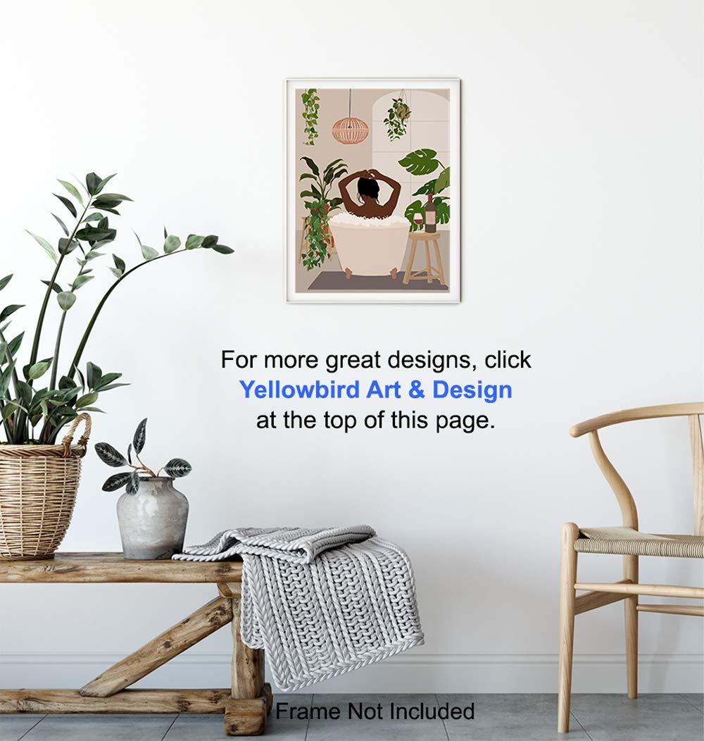 African American Woman Wall Art - Black Culture Bathroom Decor - Mid-Century Modern Black Women Prints - Latina Home Accessories for Living Room & Bathroom Decorating