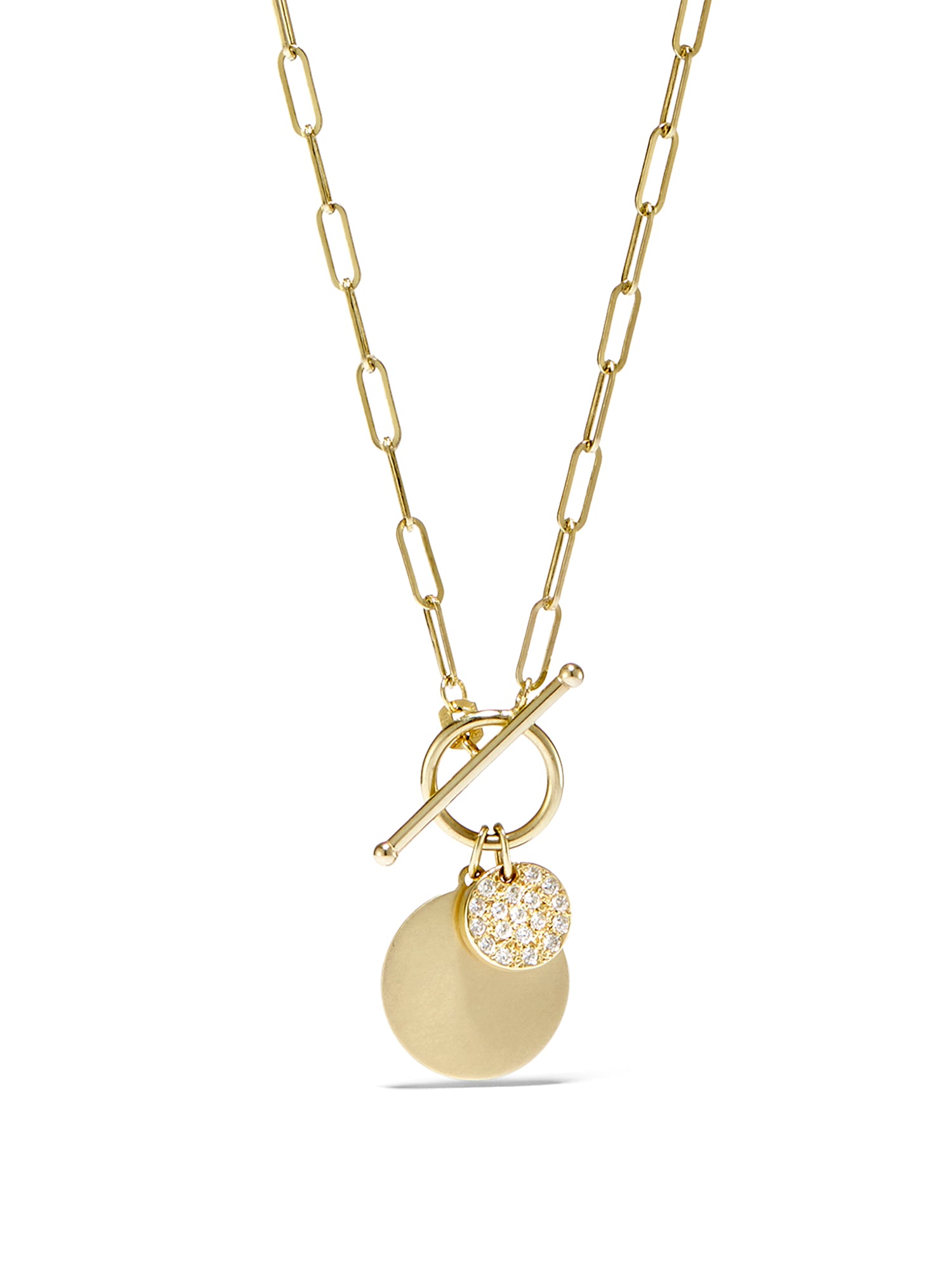 Pavé Circle Charm Toggle Necklace - Elegant Dainty Gold Jewelry for Women | Perfect for Date Night, Wedding Gift & Everyday Wear