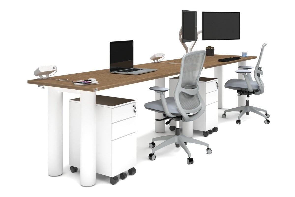 Quadro Cylinder Leg 2 Person Office Workstation Desk - 1800L x 700W - Modern Shared Workspace Solution for Collaborative Teams & Coworking Spaces