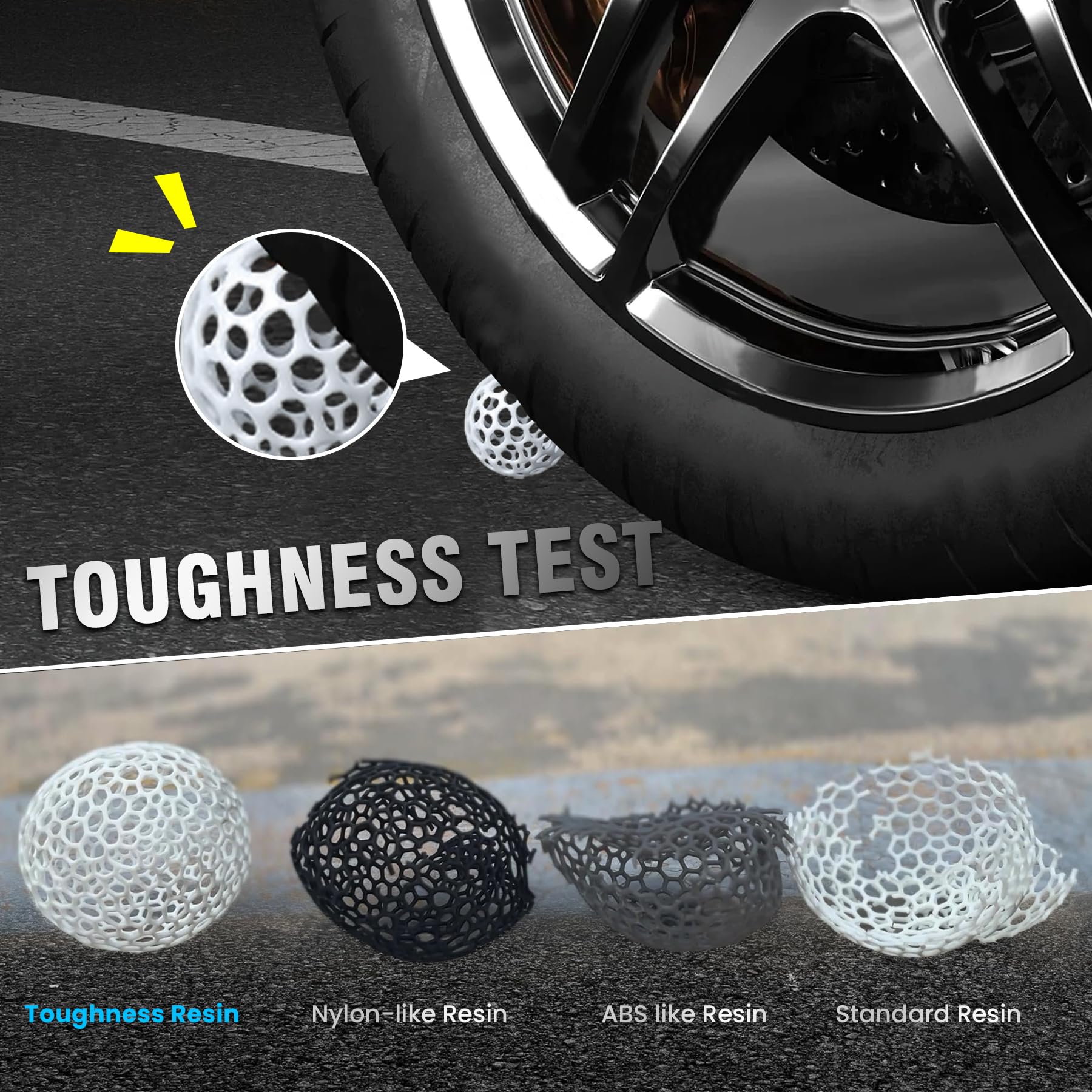 SUNLU 3KG High Toughness 3D Printer Resin - Flexible Photopolymer Resin for LCD/DLP/SLA Printers, 405nm UV Fast Curing, 3000g Dark Grey - Ideal for Prototyping, Miniatures & Functional Parts