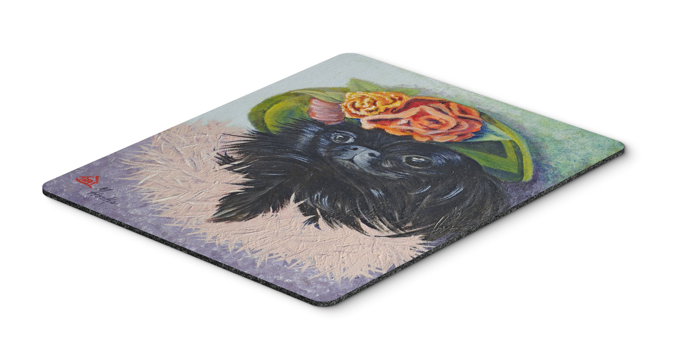 Caroline's Treasures MH1038MP Black Pekingese Mouse Pad - Large Washable Non-Slip Desk Mat for Home Office, Gaming & Computer Work | Heat Resistant Hot Pad & Trivet for Kitchen Use