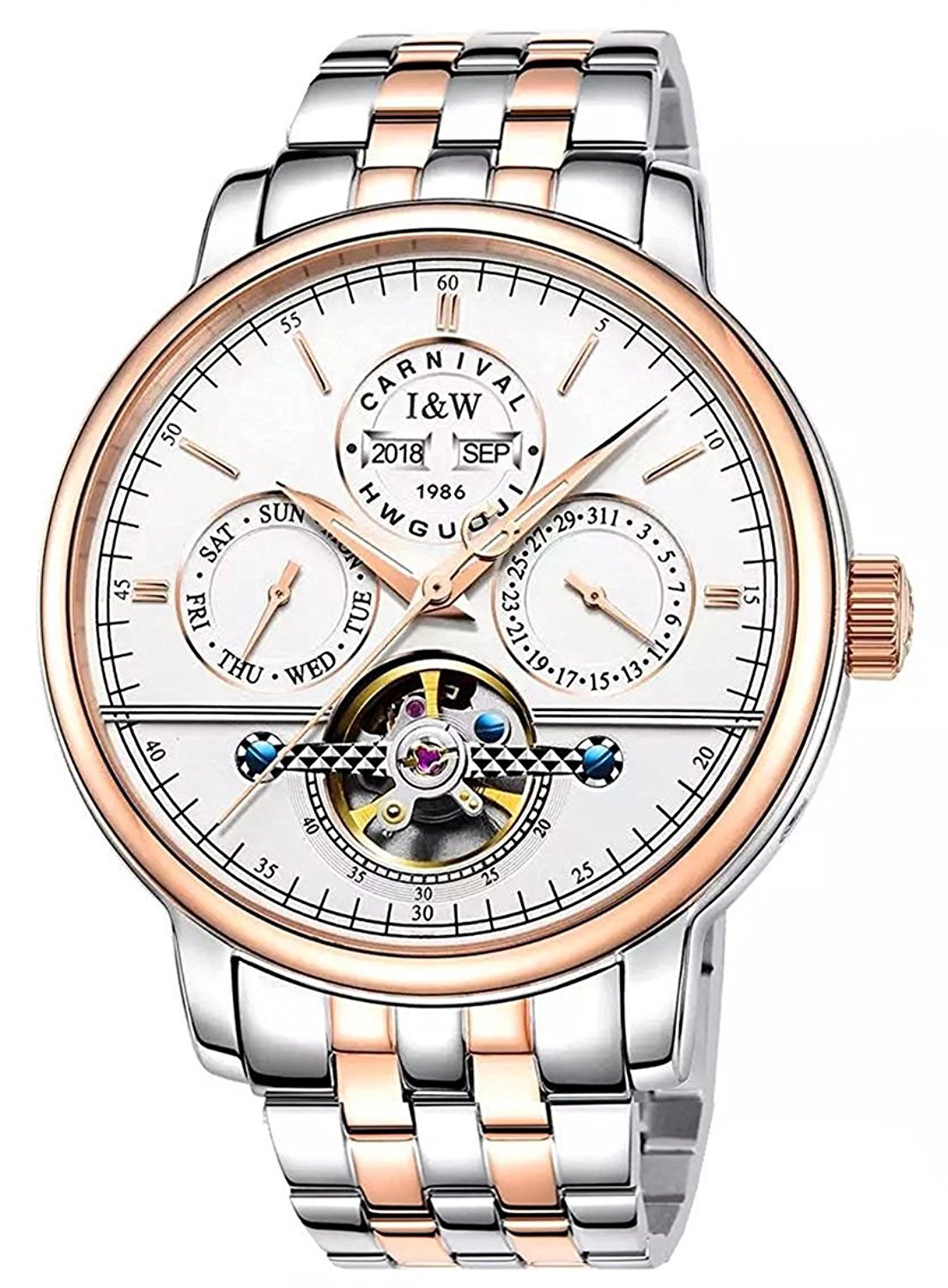 Carlien Men's Automatic Tourbillon Watch - Luminous Stainless Steel Mechanical Timepiece with Waterproof & Multifunction Features | Perfect for Business, Formal Events & Outdoor Activities