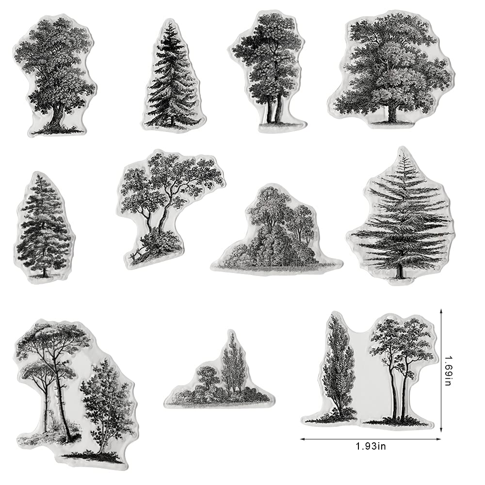 Nature Woods Trees Clear Stamps for Card Making & Scrapbooking | Forest Transparent Rubber Stamps for DIY Photo Albums, Journals & Crafting Supplies | Perfect for Greeting Cards, Wedding Invitations & Memory Books