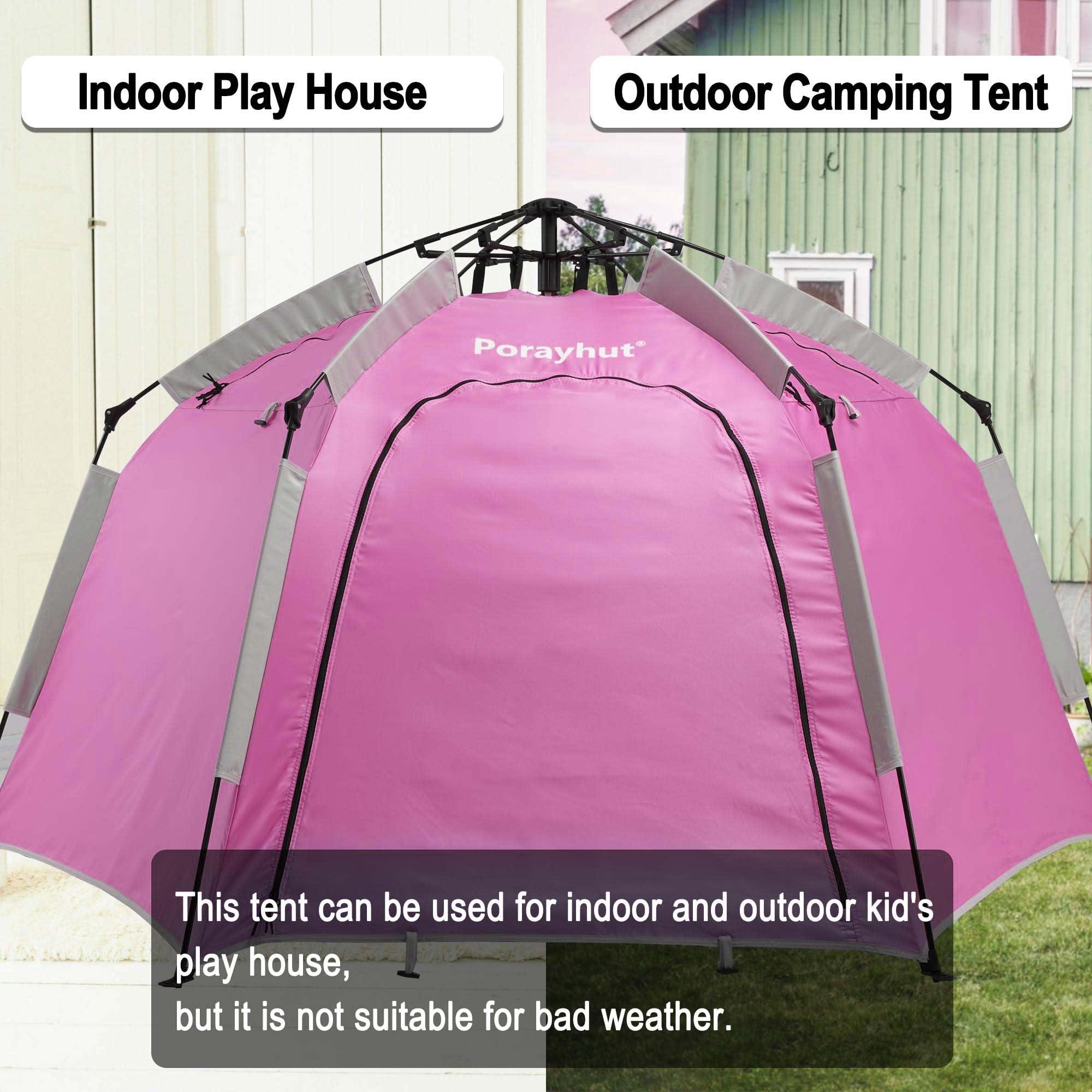 Portable Hexagon Kids Play Tent with LED Strip Lights - Indoor Children's Playhouse, Easy Setup Space Tent for 4-5 Kids | Perfect for Bedroom Play, Birthday Gifts & Dreamy Nighttime Adventures