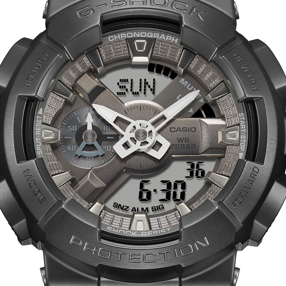 Casio G-Shock GM110MF-1A Men's Digital Watch - Midnight Fog Grey Stainless Steel, Shock Resistant, Waterproof - Perfect for Outdoor Sports, Hiking & Everyday Wear