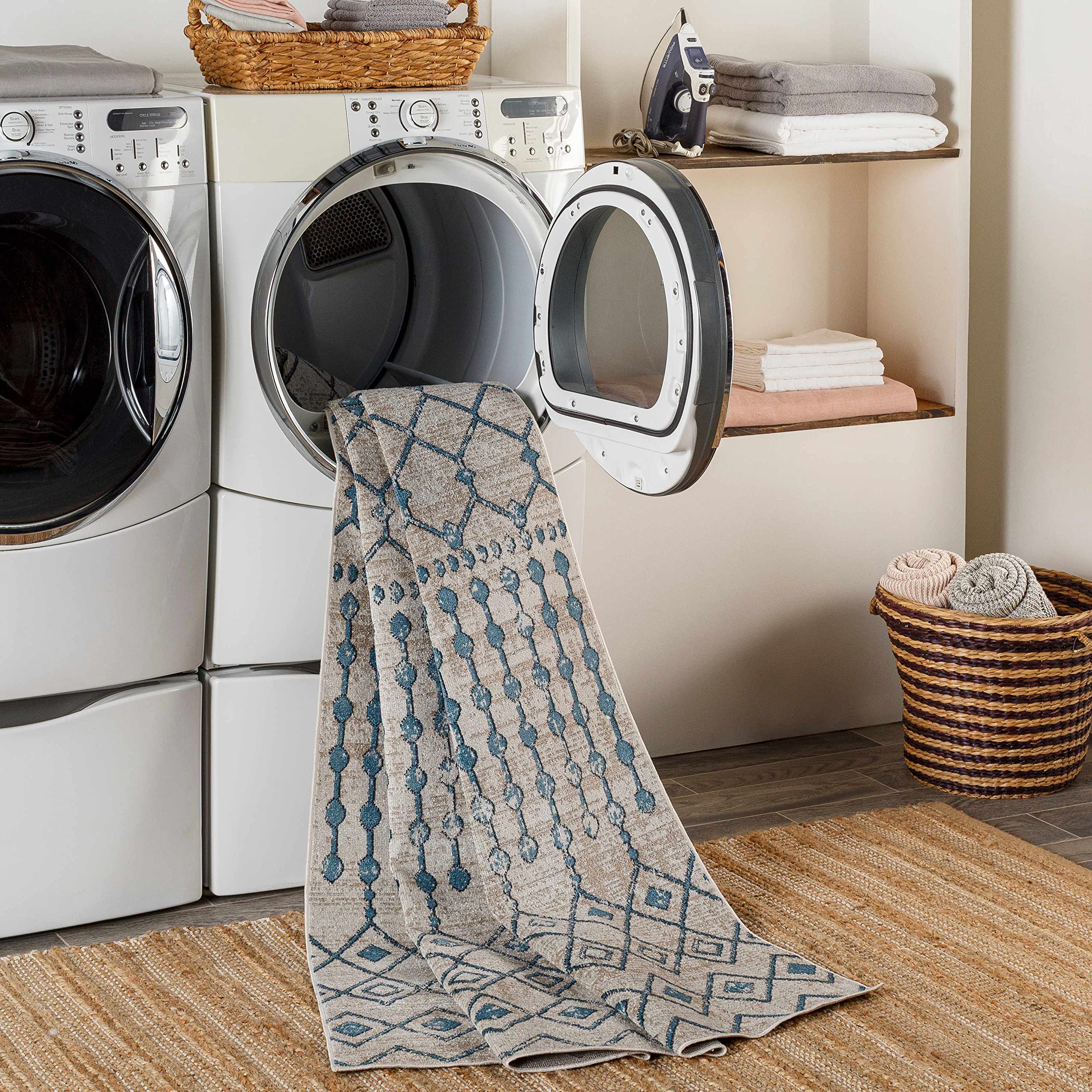 Hauteloom Cabognon Machine Washable Area Rug - Blue & Beige 7'10