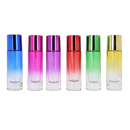6-Pack Refillable Perfume Bottles - Gradient Color Travel-Size Mist Atomizer for Perfume, Serum & Essential Oils - Perfect for Travel, Gym, Purse & Home Fragrance Refills