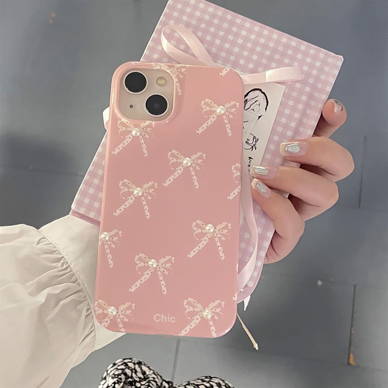 Elegant Pink Bow Phone Case Compatible with iPhone 11/12/13/14/15 Pro Max - Slim Protective Cover for Women & Girls - Perfect for Everyday Use, Gift Giving & Special Occasions