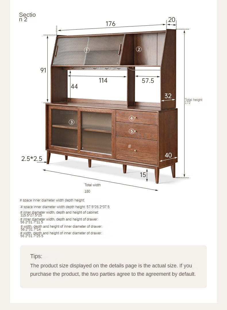 Solid Oak Wood Sideboard Buffet Cabinet - Rustic Farmhouse Dining Room Storage for Dishes, Linens & Entertaining Essentials