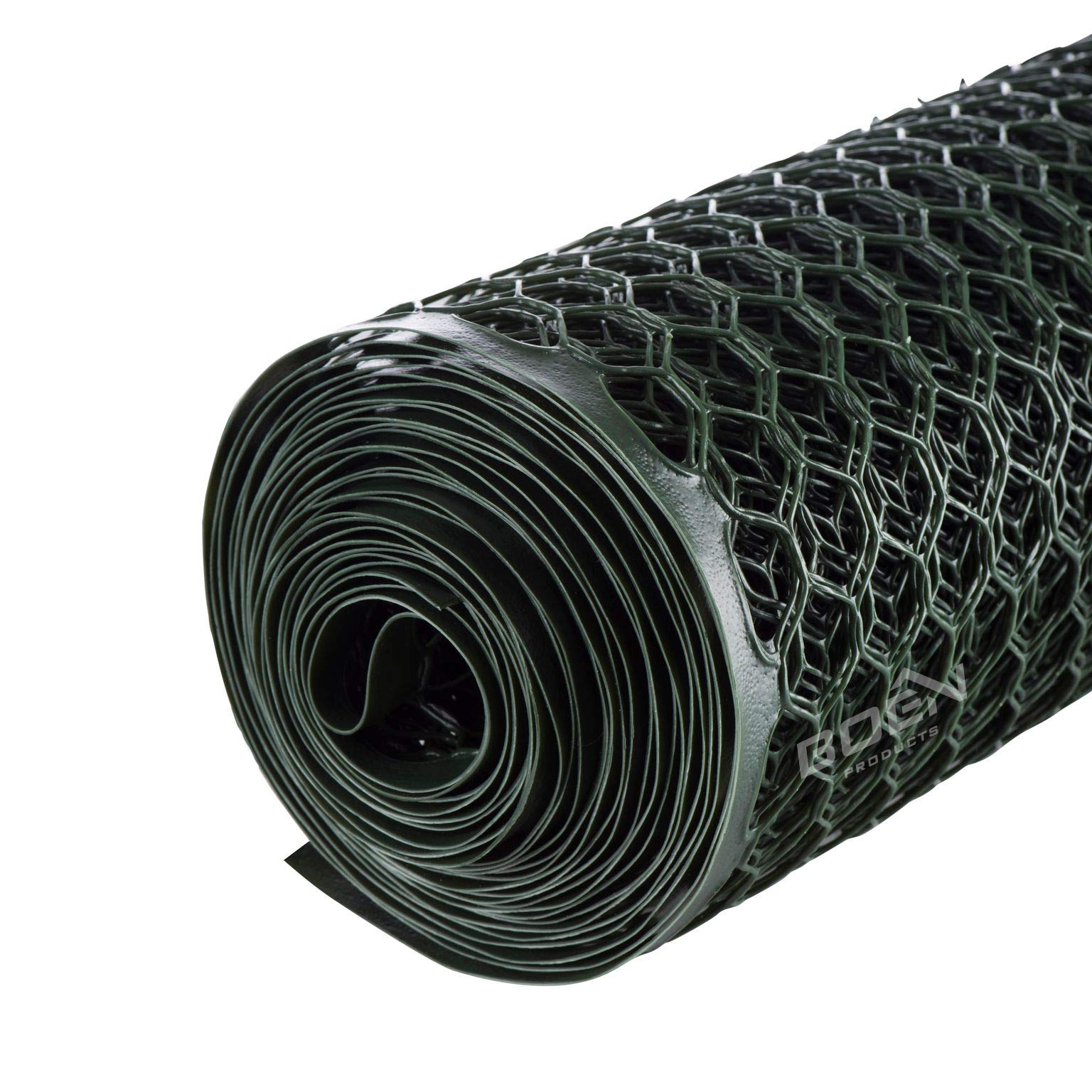 Boen Poultry Hex Netting Plastic Temporary Fence - 3' x 25' Green Chicken Wire for Yard Protection | Garden Barrier, Animal Enclosure & DIY Projects