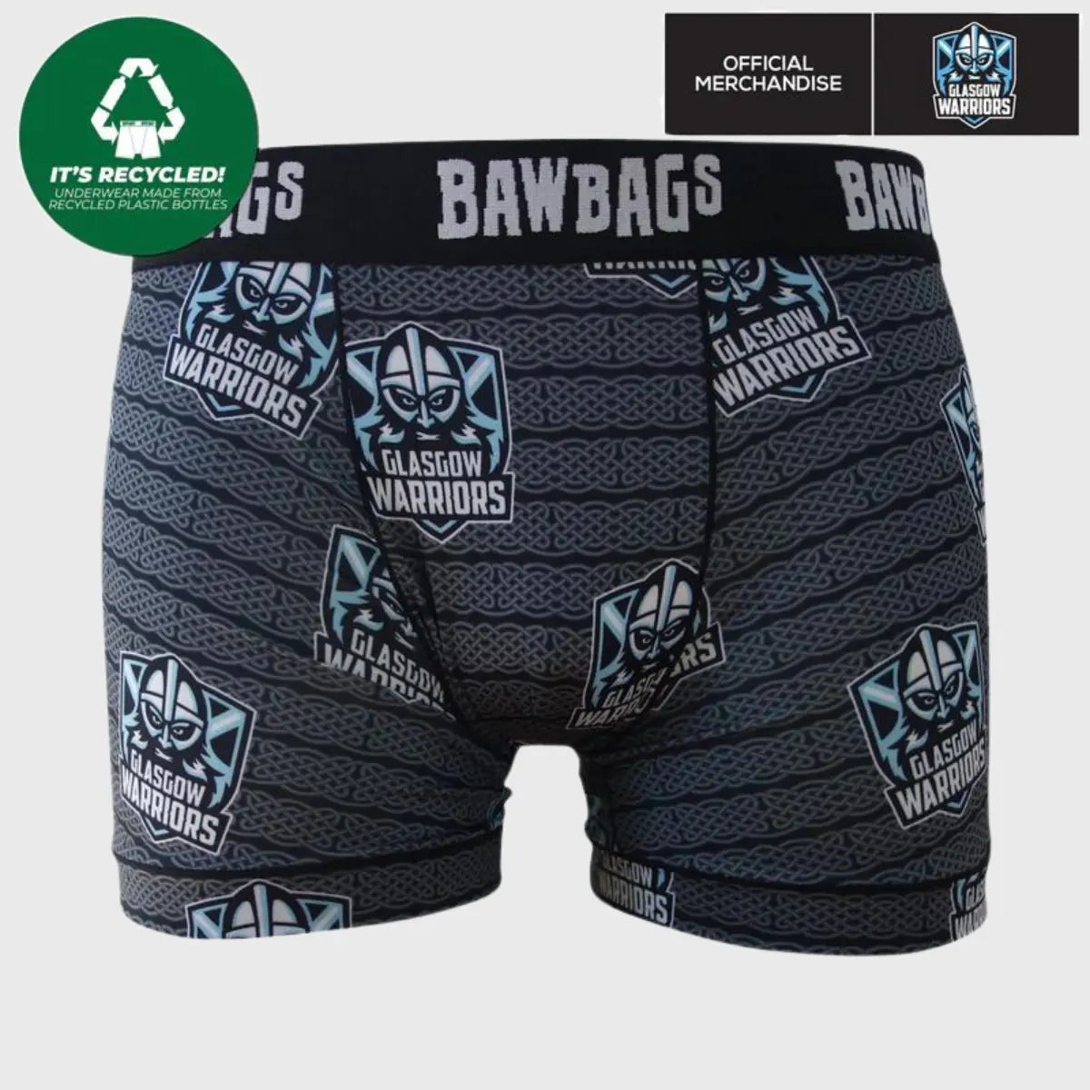 Bawbags Glasgow Warriors Band Technical Boxer Shorts - Breathable & Comfortable Men's Underwear for Sports & Daily Wear