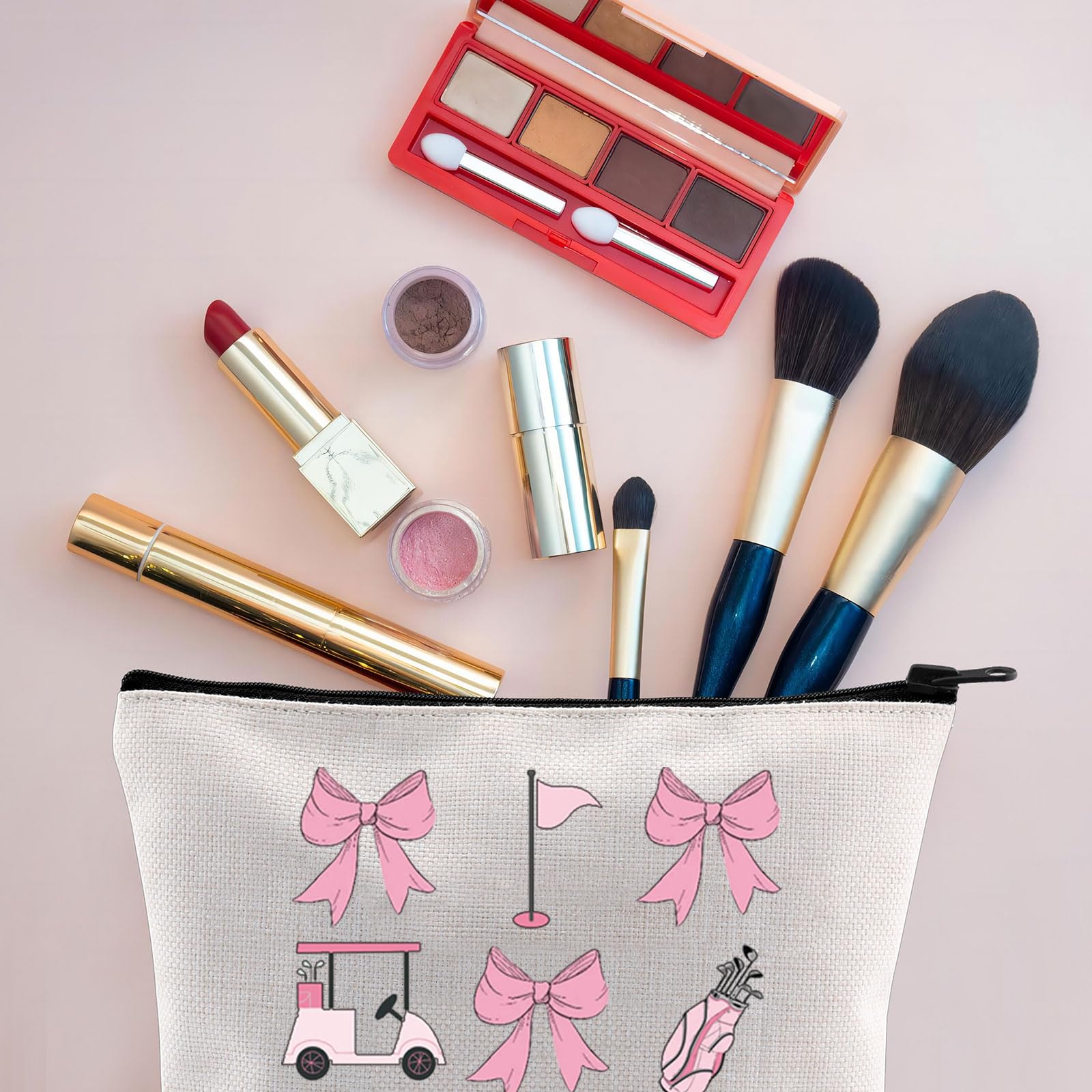 VAMSII Golf Makeup Bag for Women - Elegant Bowknot Design Cosmetic Travel Bag - Perfect Golf Gift for Female Golfers - Ideal for Golf Tournaments, Travel & Gym Essentials
