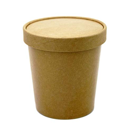 16OZ Kraft Paper Ice Cream Containers with Lids - 10 Pack | Eco-Friendly Frozen Dessert Cups for Ice Cream, Gelato, Sorbet | Perfect for Parties, Cafes & Home Use