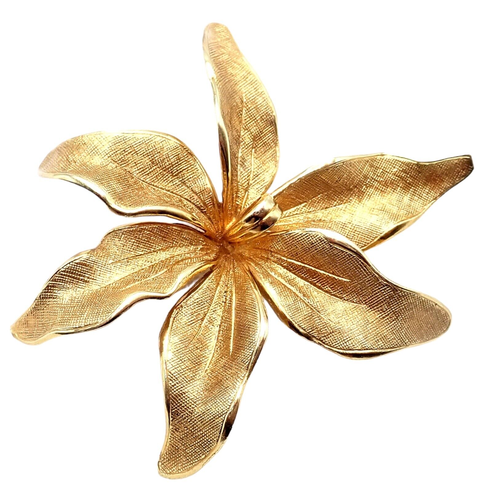 Authentic Vintage Tiffany & Co 14k Yellow Gold Germany Large Flower Pin Brooch - Elegant Jewelry for Women, Perfect for Weddings, Parties & Special Occasions