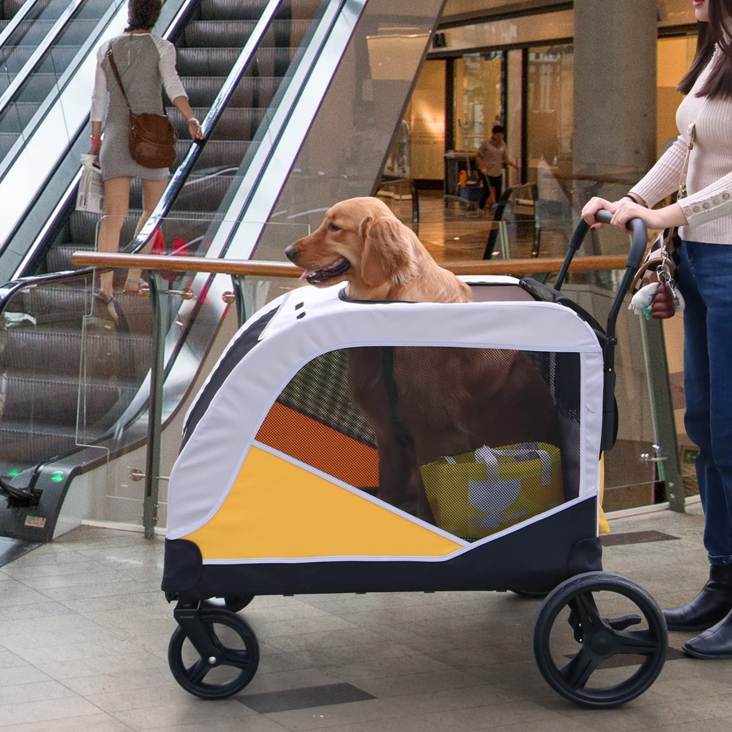 Extra Large Dog Stroller for Medium & Small Dogs - Heavy Duty Pet Wagon with Wheels for Hiking, Jogging & Outdoor Adventures (Supports Up to 200lbs) - Perfect for Park Visits, Vet Trips & Daily Walks