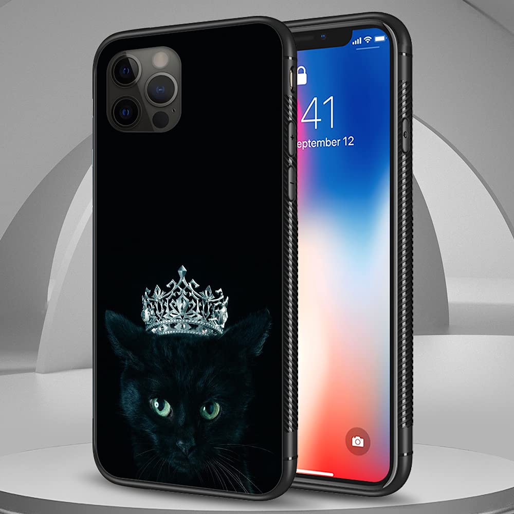 Premium Black Cat Queen Pattern Hard PC Back & Soft TPU Bumper Case for iPhone 12 Pro Max (6.7