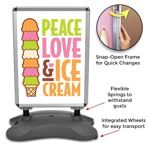 Squall Outdoor Sidewalk Sign with Weighted Water Base - 23x33 Inch Quick Change Snap Frame, Double Sided A-Frame Sign for Storefronts, Restaurants & Events - Weatherproof Advertising Display for Sidewalk Promotions & Business Marketing
