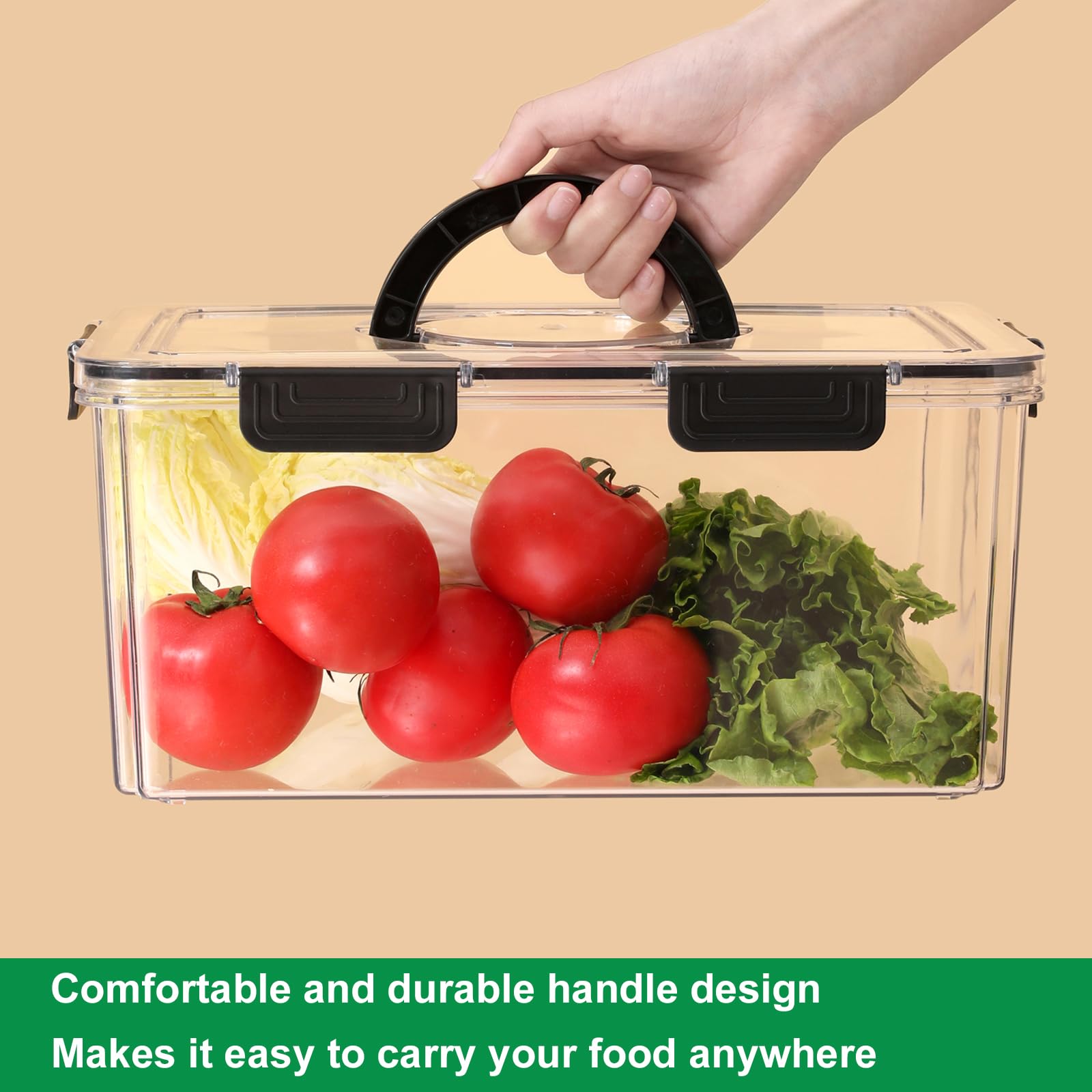 Taiuloo 4-Pack Airtight Food Storage Containers for Refrigerator - BPA-Free Plastic with Lids & Handles, Removable Colanders for Fruits, Vegetables, Berries | Fridge Organizer, Meal Prep, Leftovers Storage