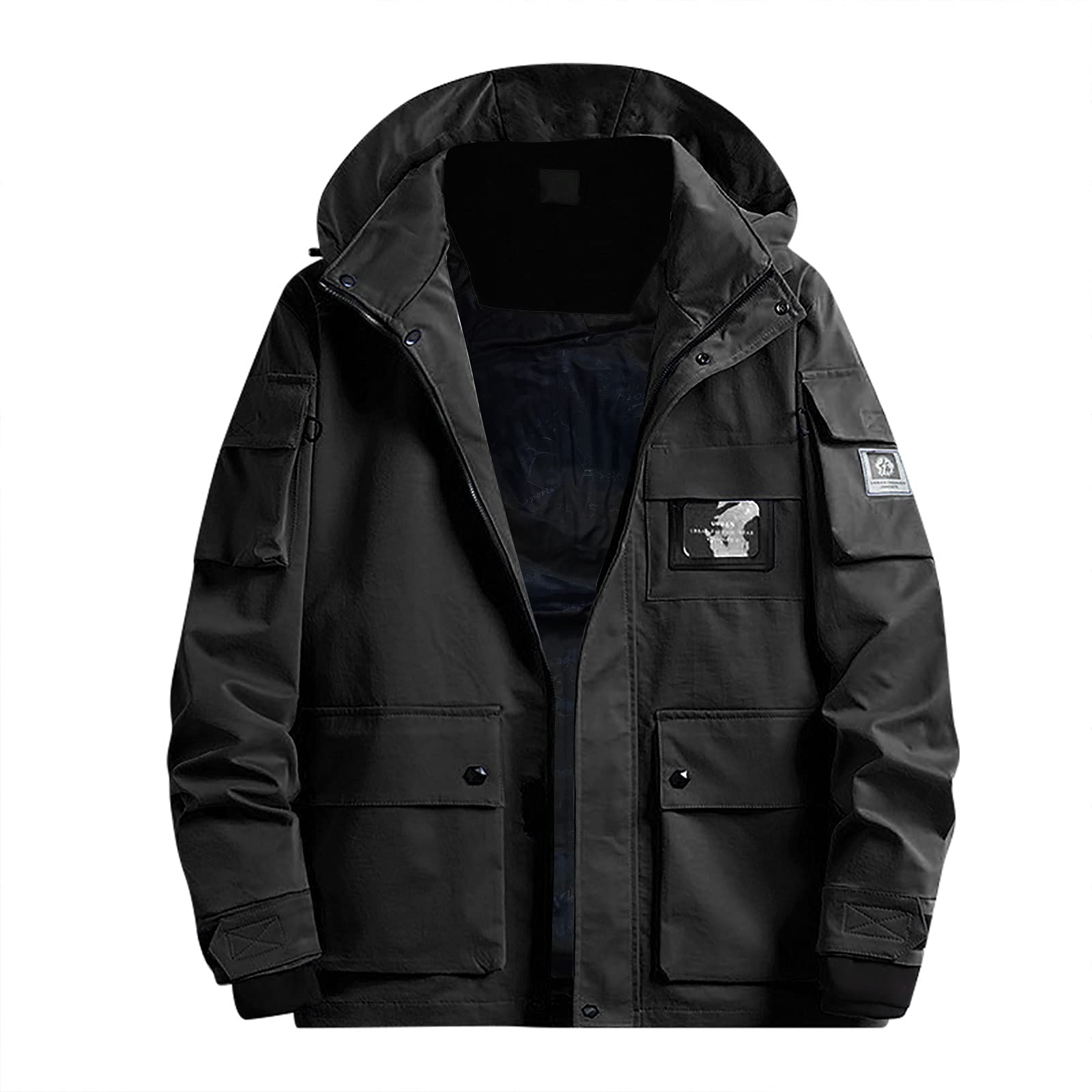 **Men's Plus Size Casual Hooded Jacket - Waterproof Windproof Breathable Outdoor Coat for Hiking, Camping & Daily Wear**