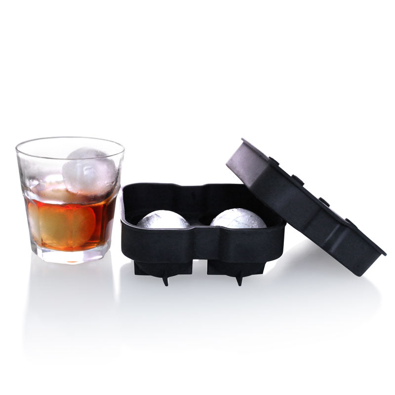 BarConic® Silicone 4 Sphere Ice Mold - Perfect Ice Balls for Whiskey, Cocktails & Drinks - Reusable Freezer Tray for Home Bars & Parties