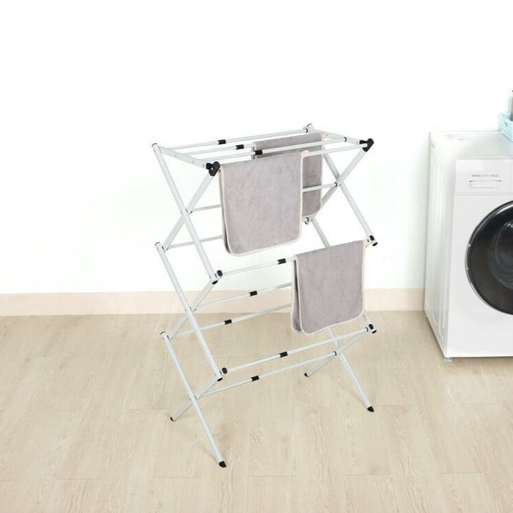 Expandable White Suite Concertina Clothes Airer - Space-Saving Laundry Drying Rack for Small Apartments & Dorm Rooms