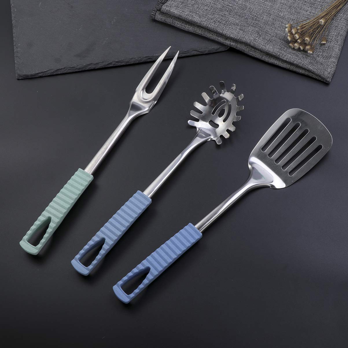 Premium Kitchen Utensils Set - Stainless Steel Cookware & Tableware Accessories for Cooking, Baking, Serving - Ideal for Home Chefs & Dinner Parties