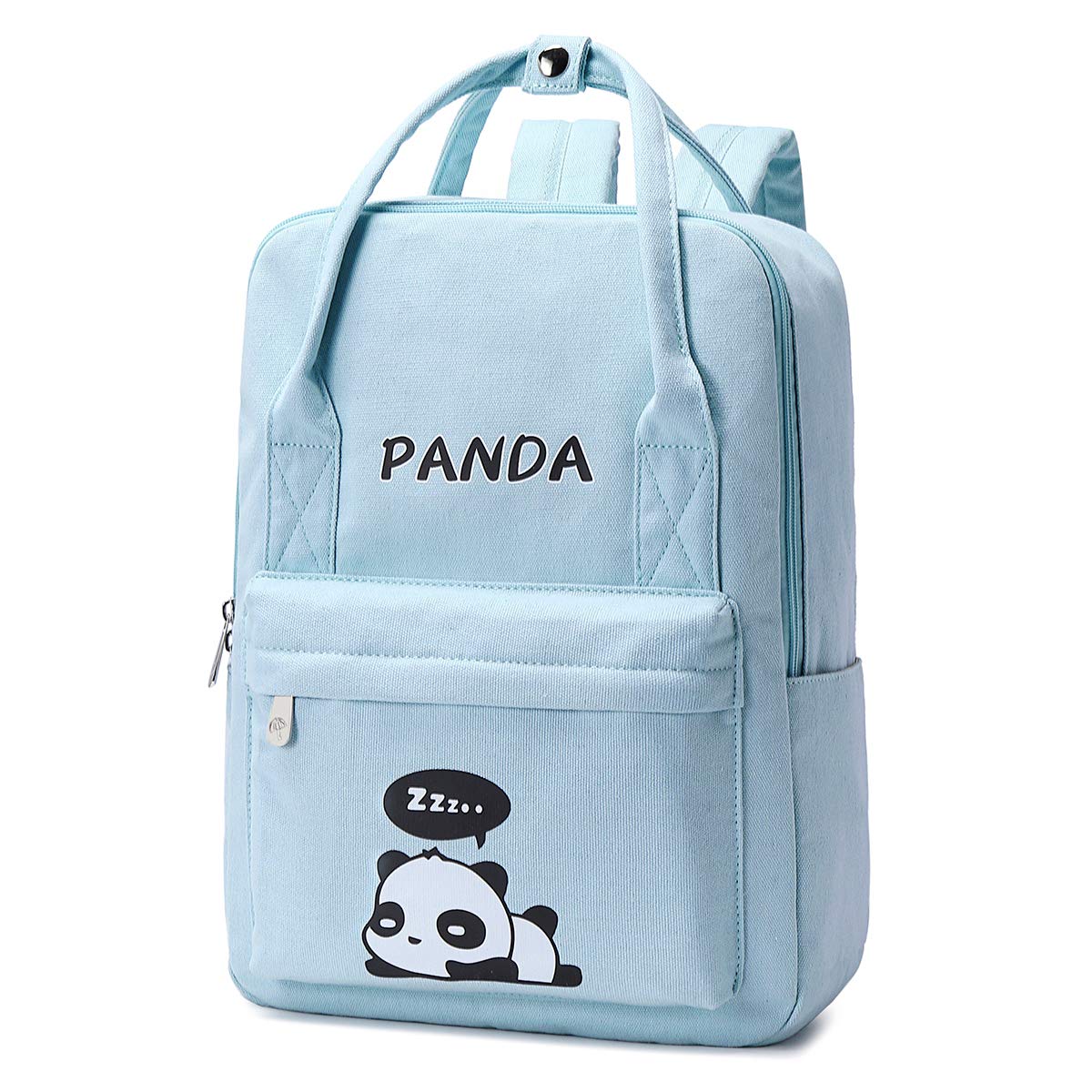 Cute Panda Backpack for Women & Girls - Lightweight Canvas School Bag (Blue) - Perfect for School & Travel